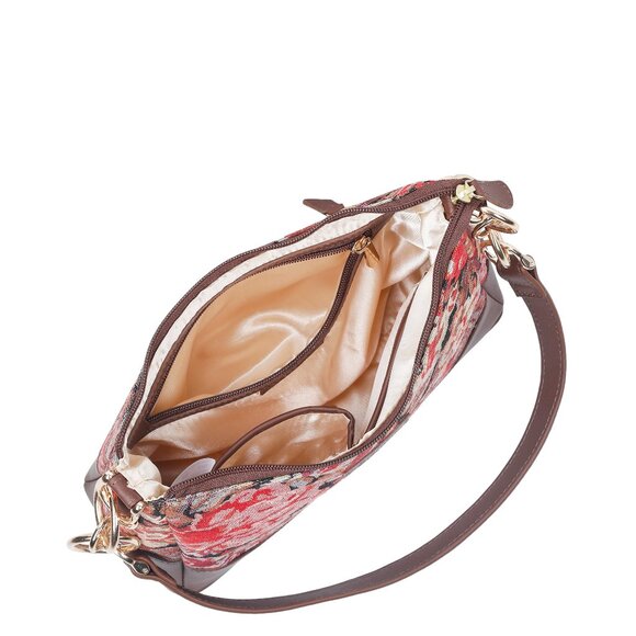 Ladies' Floral Pattern Tapestry Fabric Sling Shoulder Bag, Satchel Purse - Picture 5 of 8